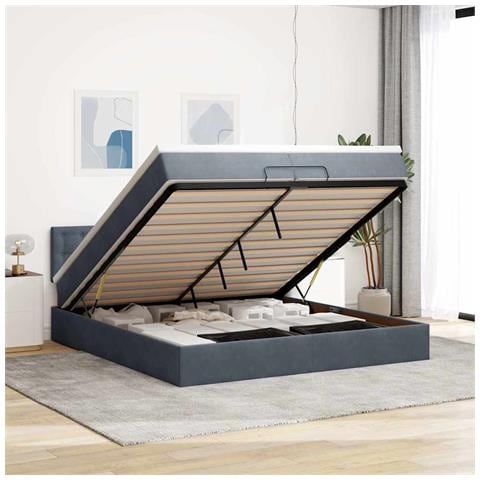 Struttura Letto Pouf con Materassi 200x200 cm Velluto - Foto 2