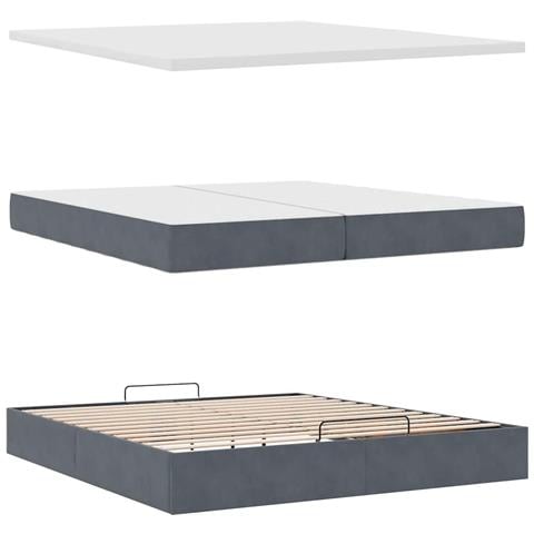 Struttura Letto Pouf con Materassi 200x200 cm Velluto - Foto 9