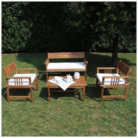 Caesar - Salotto Da Giardino In Legno Massiccio Di Acacia 2 Posti Completo Di Cuscini - Foto 1