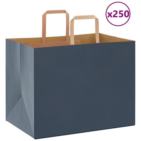Sacchetti di Carta 250 pz con Manici Blu 32x22x24 cm - Foto 1