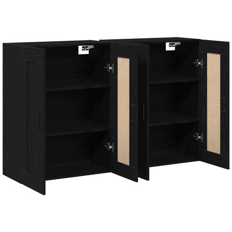 Armadi a Muro 2 pz Legno Ingegnerizzato Rovere Nero - Foto 1