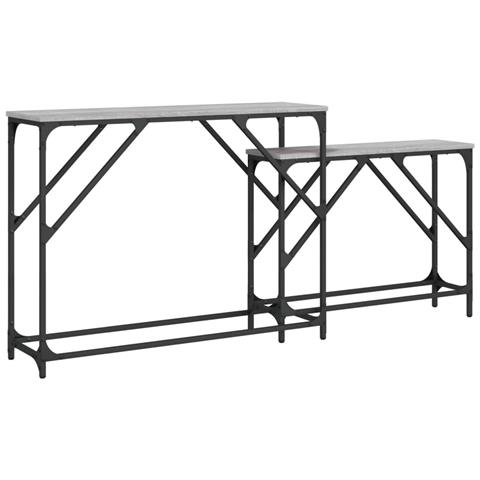 Tavoli Consolle Impilabili 2pz Grigio Sonoma Legno Multistrato - Foto 1