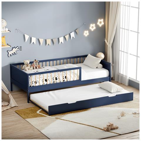 Letto A Cassetti Blu Scuro - Foto 4