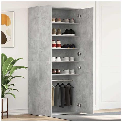 Mobile per scarpe Grigio 80 x 39 x 180 cm Legno multistrato - Foto 2