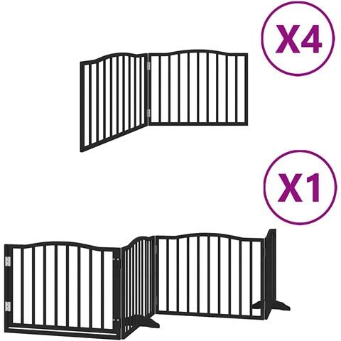 Cancello Cani Porta Pieghevole Nero 12 Pannelli 960 cm Pioppo - Foto 1