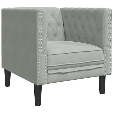 Poltrona Chesterfield Grigio chiaro 71 x 74.5 x 70.5 cm Velluto - Foto 1