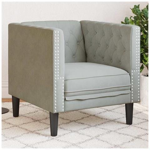 Poltrona Chesterfield Grigio chiaro 71 x 74.5 x 70.5 cm Velluto - Foto 2