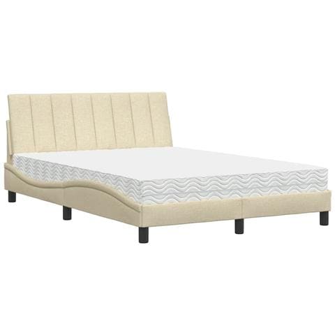 Letto con Materasso Crema 120x200 cm in Tessuto - Foto 1