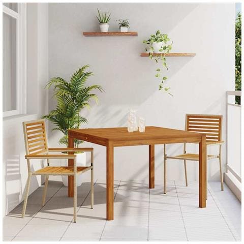 Set da Pranzo per Giardino 3 pcs Beige Poly Rattan - Foto 2