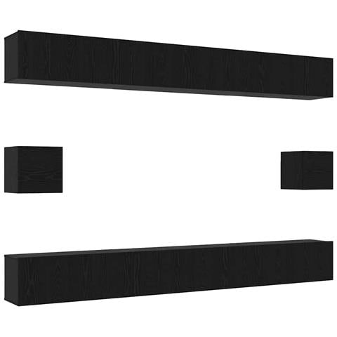 Set mobile TV 8 pcs Rovere nero 100 x 30 x 30 cm - Foto 1