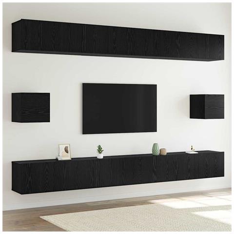 Set mobile TV 8 pcs Rovere nero 100 x 30 x 30 cm - Foto 2