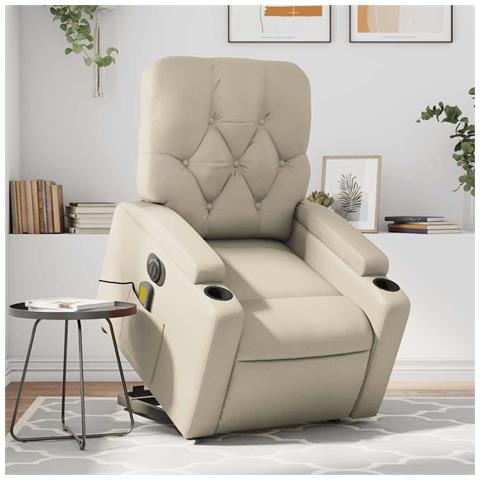 Poltrona Alzapersona Elettrica Reclinabile Crema in Similpelle - Foto 2