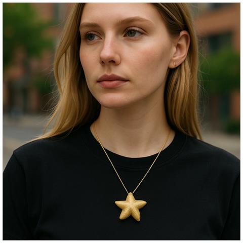 Collana A Forma Di Stella Marina In Placcatura Oro E Ottone. Lunghezza 50 Cm. - Foto 2