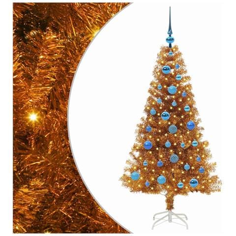 Albero di Natale con 150 LED con supporto Oro 150 cm PET - Foto 1