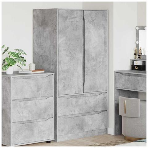 Mobile da Bagno con cassetto Grigio cemento 79,5 x 49 x 156 cm - Foto 2