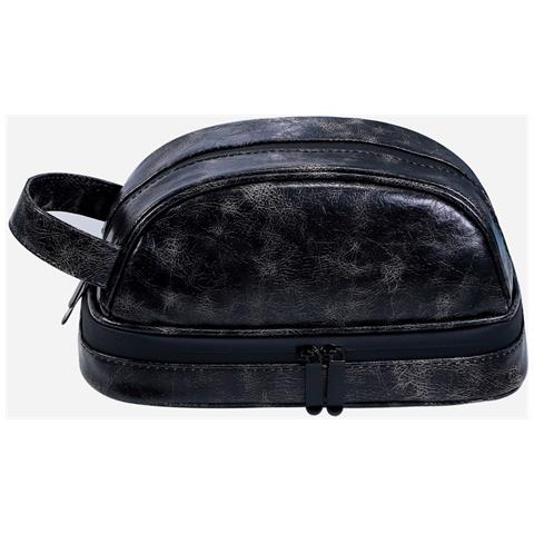 Borsa Da Toilette Da Viaggio Da Uomo In Pelle Pu Nera - Ampia Capacità Impermeabile - Foto 2