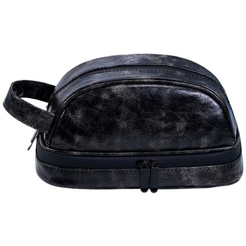 Borsa Da Toilette Da Viaggio Da Uomo In Pelle Pu Nera - Ampia Capacità Impermeabile - Foto 1