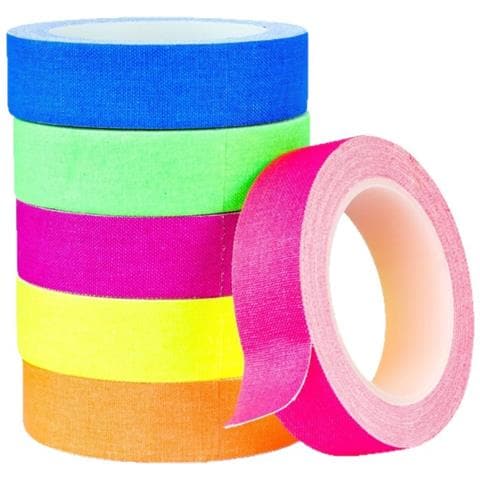 Nastro Gaffa In Tessuto Fluorescente Uv - Set Da 6 Colori, Nastro Per Segnaletica Scenica Ad Alta Adesione - Foto 1