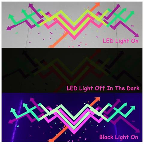 Nastro Gaffa In Tessuto Fluorescente Uv - Set Da 6 Colori, Nastro Per Segnaletica Scenica Ad Alta Adesione - Foto 2