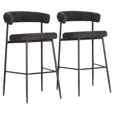 Set Di 2 Sgabelli Da Bar In Tessuto Grigio Thea - Foto 1