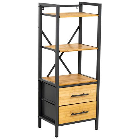 Scaffale In Metallo E Legno 38x28x100h Cm Marrone - Foto 1