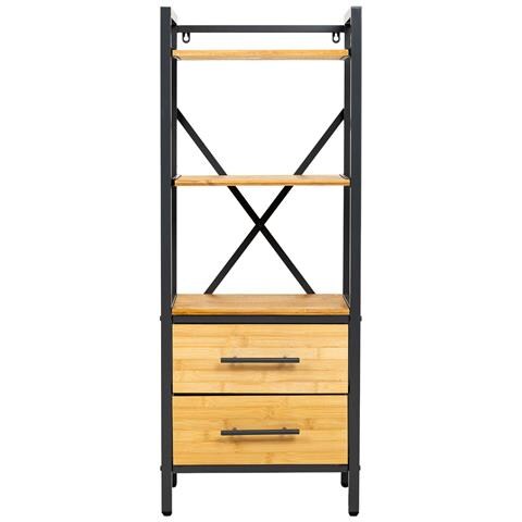 Scaffale In Metallo E Legno 38x28x100h Cm Marrone - Foto 2