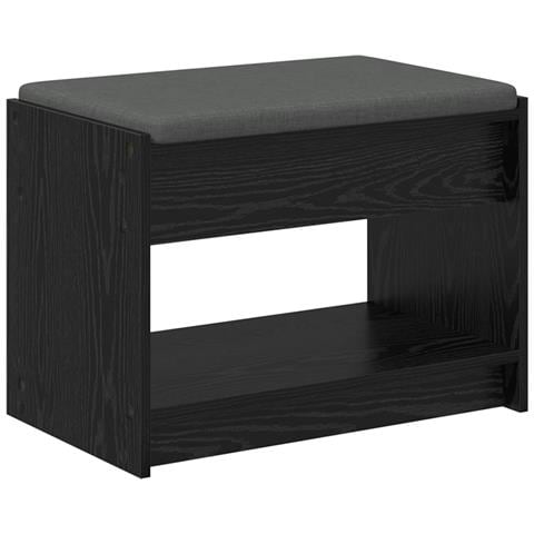 Panca per ingresso con cuscino Rovere Nero 63 x 38 x 45 cm - Foto 1
