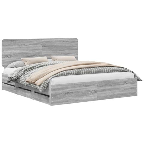 Struttura del letto con cassetto Grigio Sonoma 200 x 200 cm - Foto 1