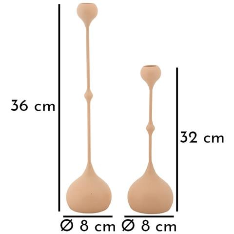 Set 2 Portacandele Slimmy Rosa In Ferro Dalle Forme Slanciate - Foto 5