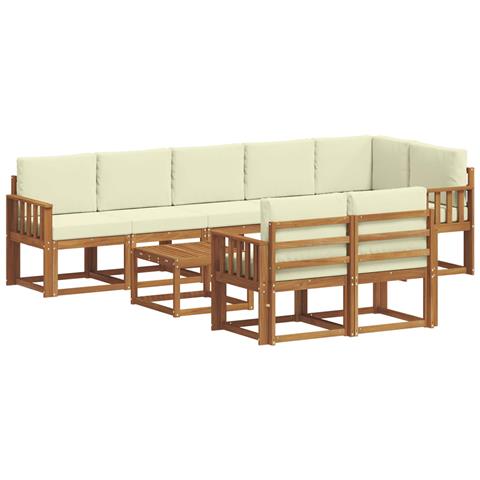 Set di divani da esterno con cuscino 9 pcs Naturale e Crema - Foto 1