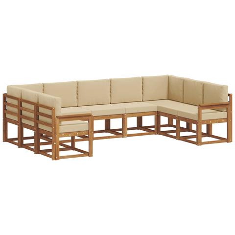 Set di divani da esterno con cuscino 9 pcs Naturale e Beige - Foto 1