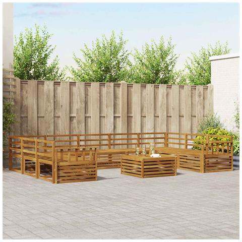 Set divani 10 pcs Naturale Legno di Acacia Massello - Foto 2