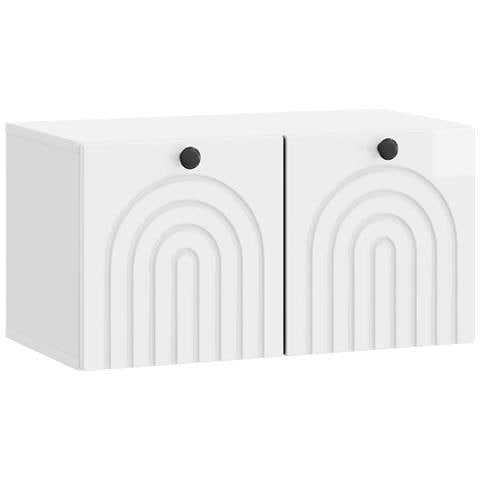 Mobile Porta TV da Muro Bianco Lucido 59,5 x 31 x 30 cm - Foto 1