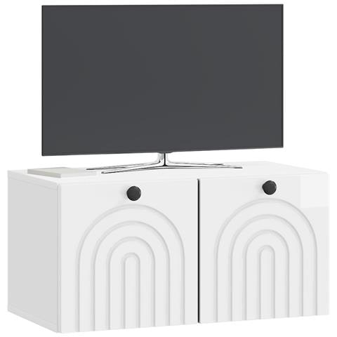 Mobile Porta TV da Muro Bianco Lucido 59,5 x 31 x 30 cm - Foto 2