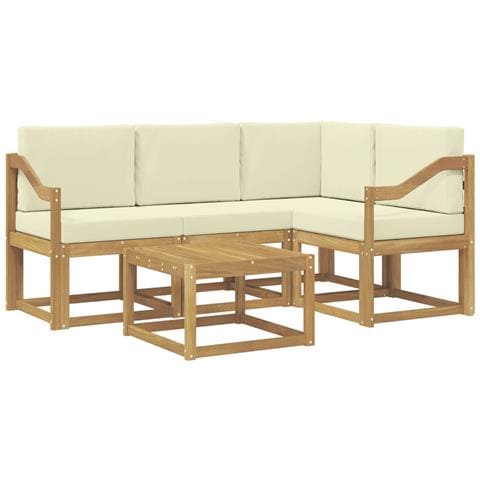 Set di divani da esterno con cuscino 5 pcs Bianco e Crema - Foto 1