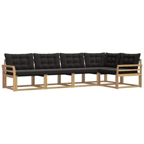 Set di divani da esterno con cuscino 5 pcs Bianco e Nero - Foto 1