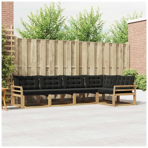 Set di divani da esterno con cuscino 5 pcs Bianco e Nero - Foto 2