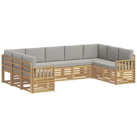 Set di divani da esterno 7 pcs Bianco e Grigio Chiaro - Foto 1