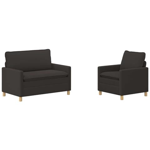 Set di divani 2 pz Grigio Scuro Tessuto - Foto 1