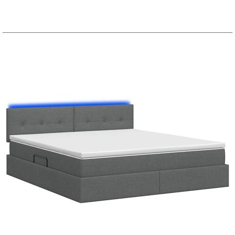 Letto con contenitore LED e materasso Grigio Scuro 160 x 200 cm - Foto 9
