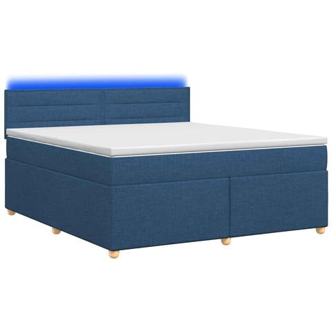 Letto box spring con materasso Blu 140 x 190 cm Tessuto - Foto 1
