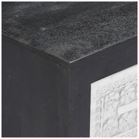 Mobile Tv Intagliato A Mano Grigio 120x30x40cm Mango Massello - Foto 2