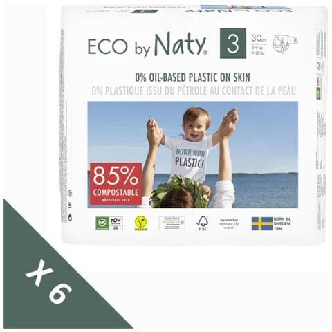 Eco Da Naty Pannolino Ecologico Premium Basata Vegetale Con Lo 0% Di Plastica A Base Di Petrolio Sulla Pala Taglia 3 49 Kg 180 Pannolini - Foto 6