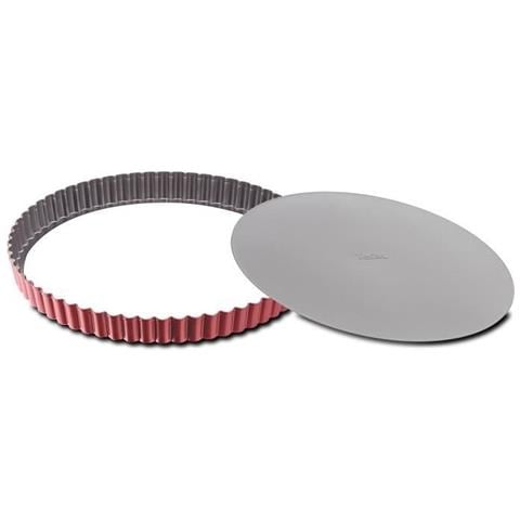 Moule A Tarte Delibake En Acier - 30 Cm - Rouge Et Gris - Fond Amovible - Foto 2