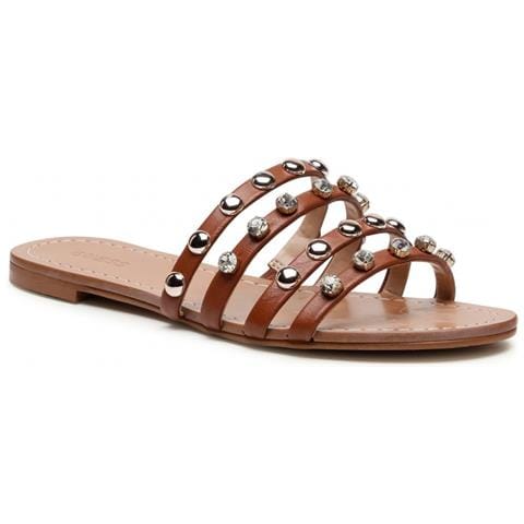 Fl6c2vlea19 Sandalo Basso Etnico Pelle Gioiello Strass Marrone 38 - Foto 2