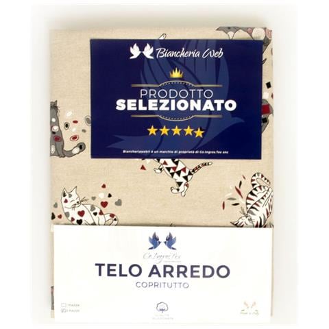 Telo Arredo Granfoulard Copritutto Cotone Made Italy Vari Disegni Arredatutto Copriletto Multiuso 1 Piazza Gatti Patchwork - Foto 9