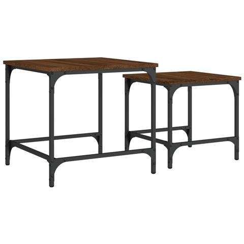 Tavolini Impilabili 2 Pz Rovere Marrone In Legno Multistrato - Foto 2