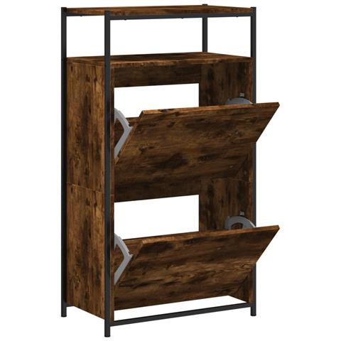 Scarpiera Rovere Fumo 60x34x112 Cm In Legno Multistrato - Foto 2