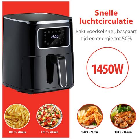Friggitrice Ad Aria 4,5 Litri Display Digitale 1450w Temperatura Fino A 200°c - Foto 2
