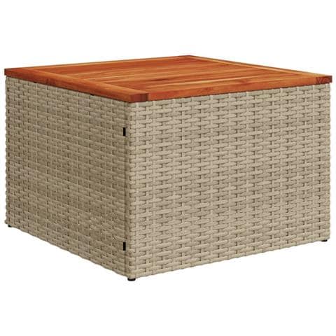 Tavolo Da Giardino Beige 55x55x37 Cm Polyrattan E Legno Acacia - Foto 2